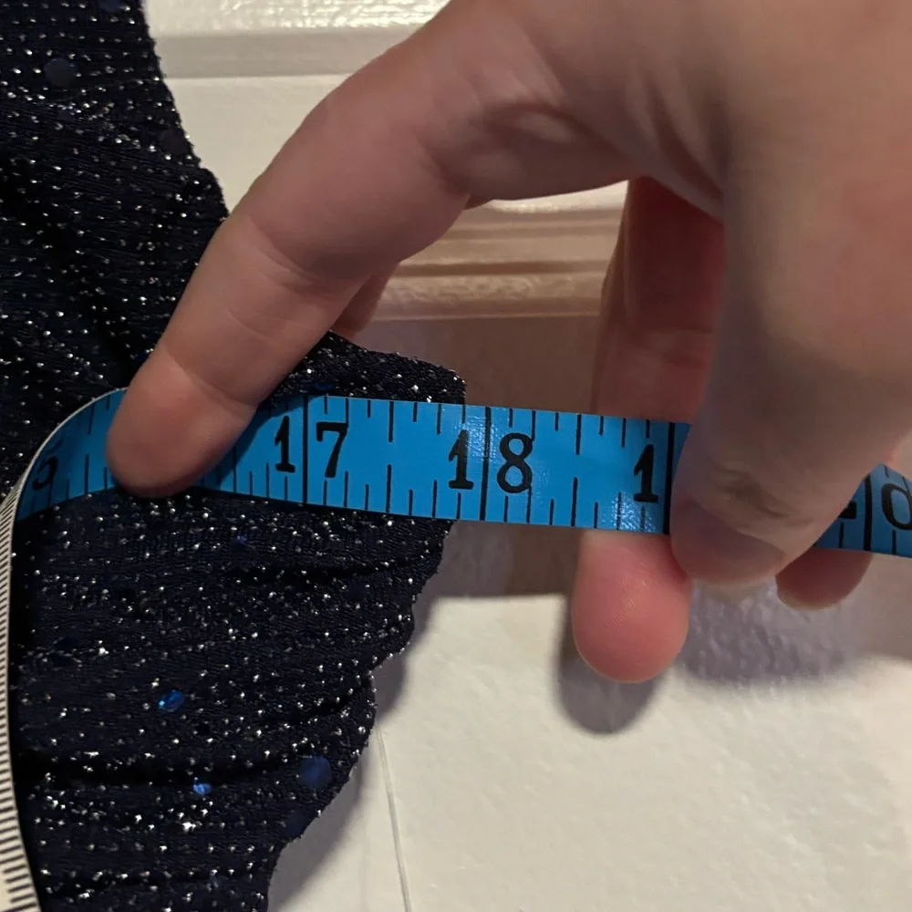 Alex Evenings Sparkly Navy Ruched Cocktail Dress, size 12P - Picture 9 of 10